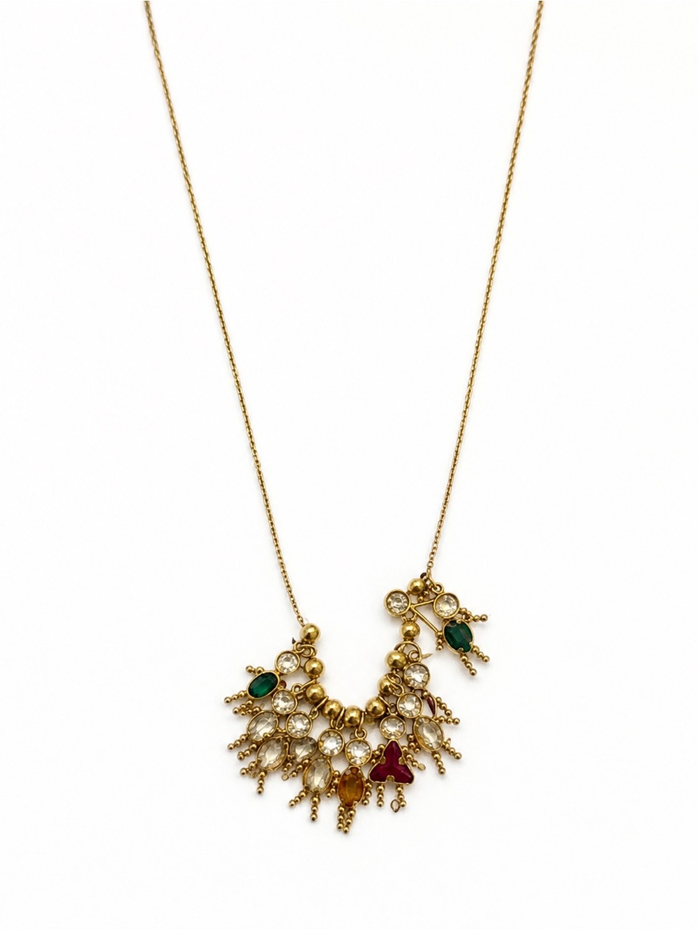 14K Yellow Gold Baby Birthstone Charm Necklace 5.7g - Picture 4 of 8